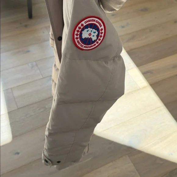 Canada Goose Light Beige (Limestone) Puffer Jacket with Hood - Picture 3 of 4